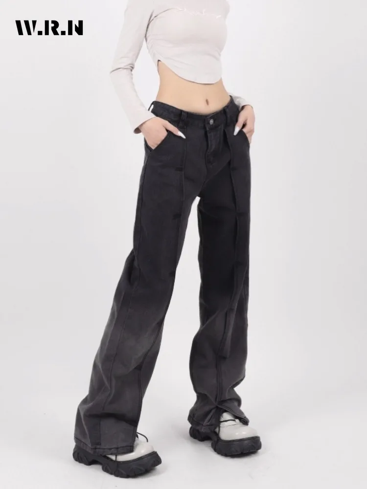 

Женские винтажные джинсы с высокой талией, мешковатые широкие брюки в американском ретро-стиле, Y2K