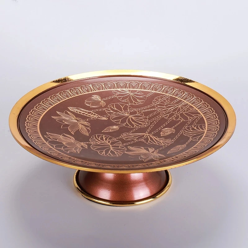 

A PAIR 2PCS Buddhism high grade HOME Temple shrine enshrine worship wealth buddha God Holy offering trays 15cm wide