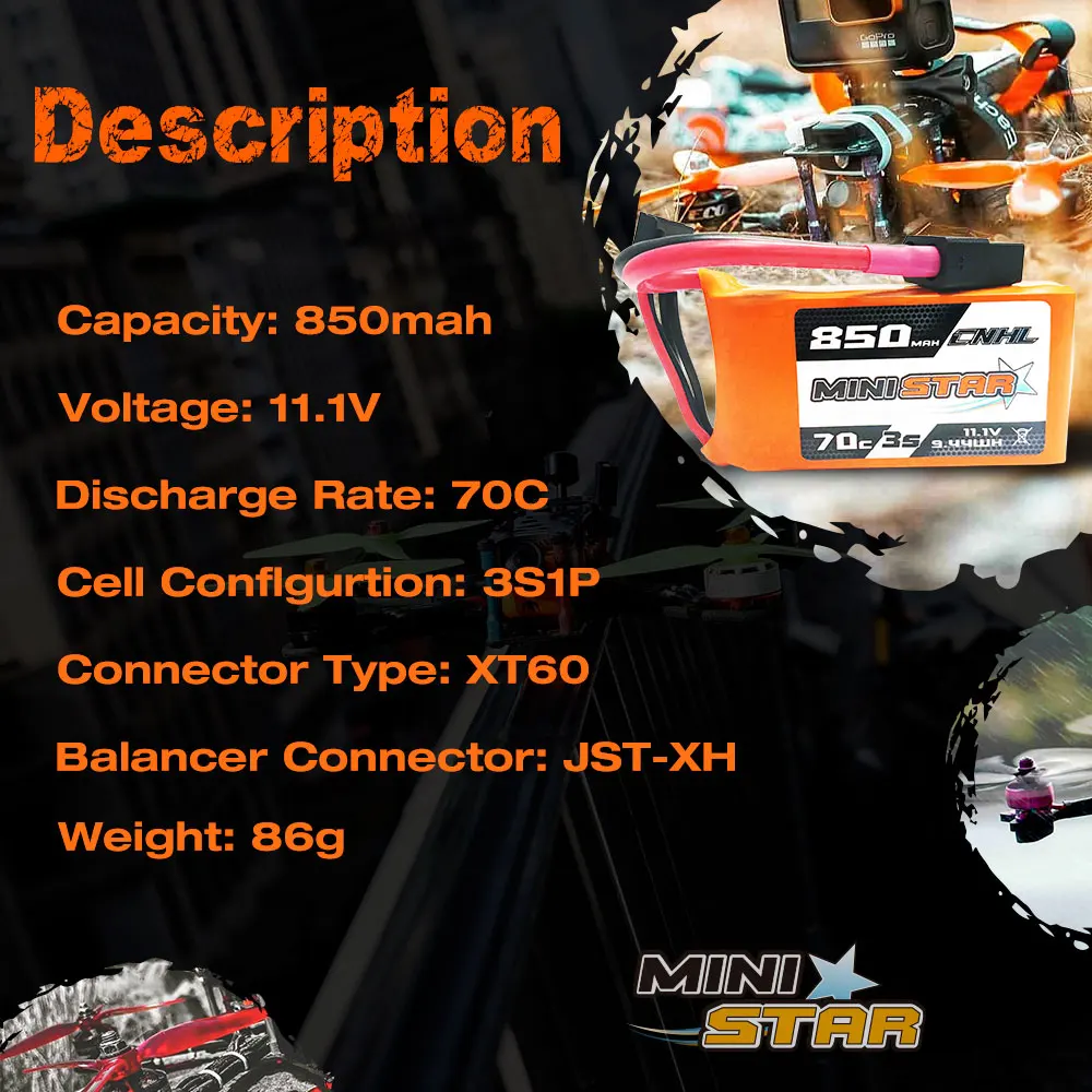 2PCS CNHL 3S 4S 11.1V 14.8V Lipo Battery 650mAh 850mAh 70C MiniStar With XT30 XT60 Plug For RC FPV Drone Quadcopter Airplane 11 S196504a38adf40749a3878c4eeca1b9au 2PCS CNHL 3S 4S 11.1V 14.8V Lipo Battery 650mAh 850mAh 70C MiniStar With XT30 XT60 Plug For RC FPV Drone Quadcopter Airplane