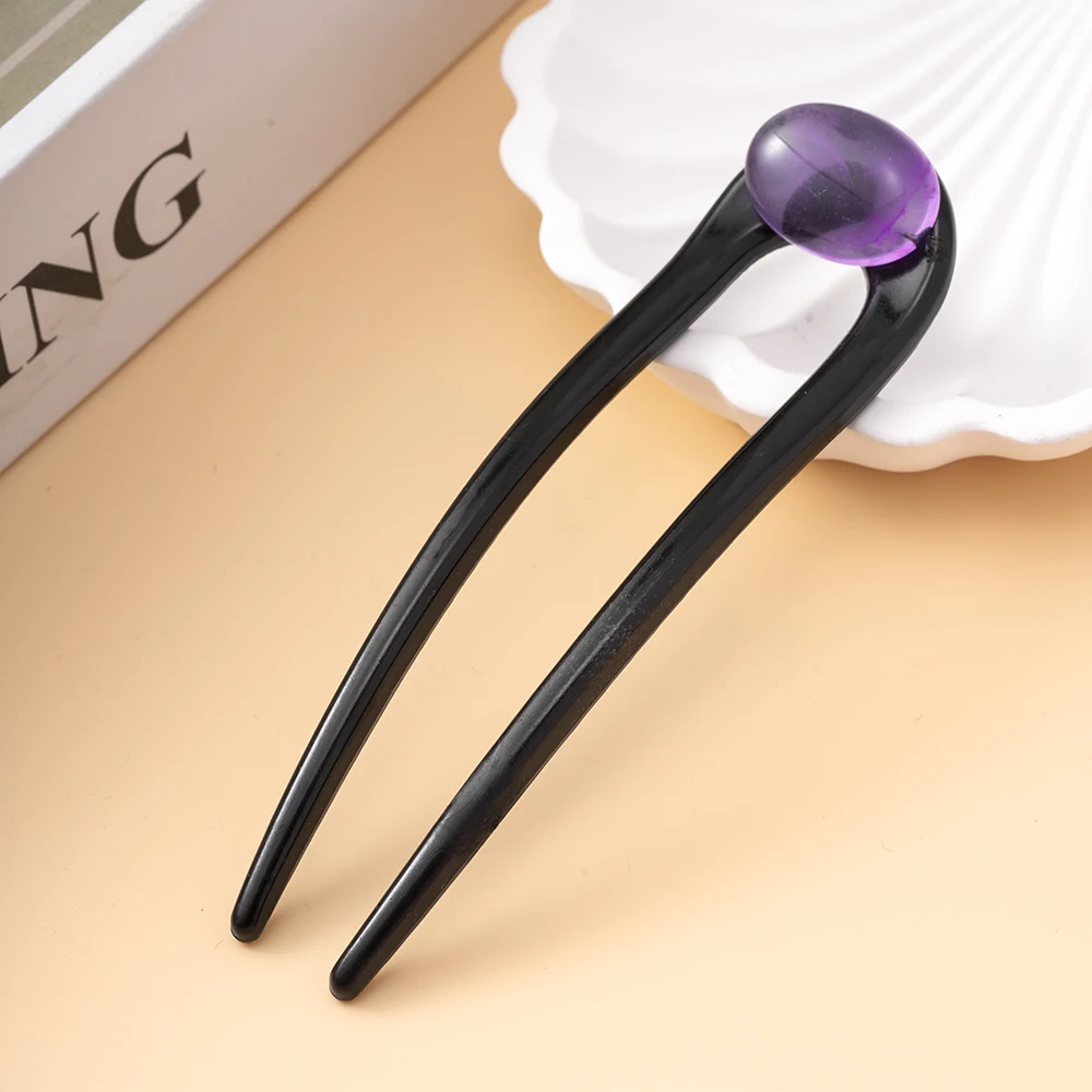Mode U-Förmigen Haarnadel Haar Gabel Trendy Acryl Haar Sticks Material Haar Clip Frauen Mädchen Retro Schmuck Kopfbedeckungen zubehör – Detail 9