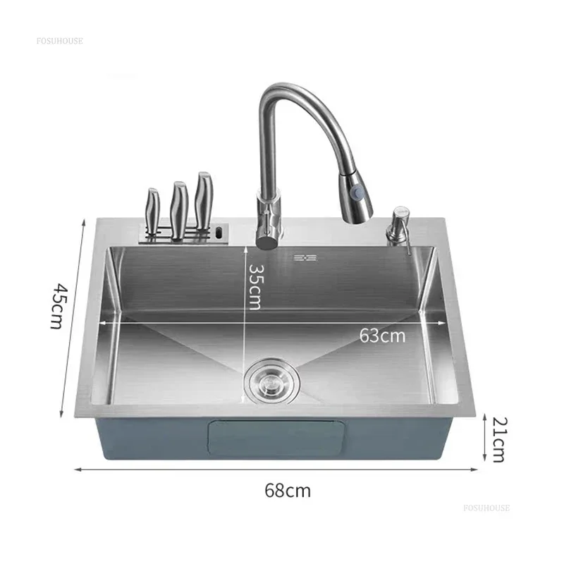Commercial Kitchen Sink For Dining Room Brushed Metal Multi-functional Sink Modern Thickened Kitchen Sinks For Restaurant