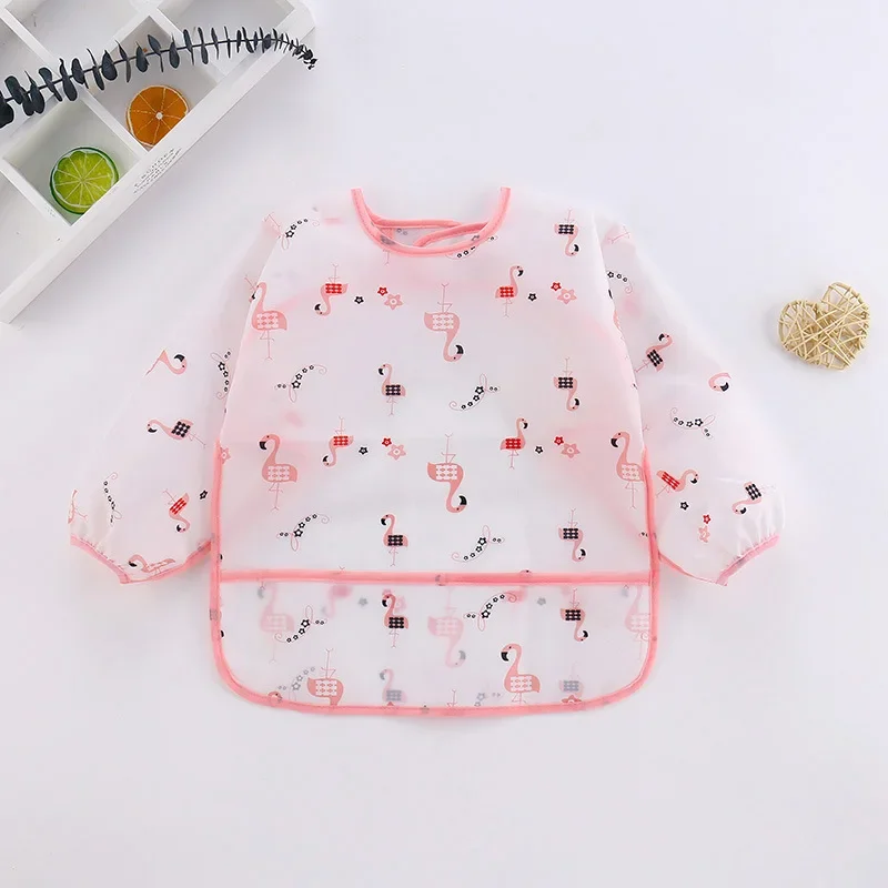 Waterproof Baby Bibs Children's Apron INS Style Reversible Men's Women's Children's No Wash Apron Baby Cartoon Feeding Bibs