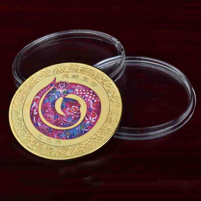2025 New Year Of The Snake Commemorative Coins 1PC Chinese Zodiac Medals 3D Relief Coins Collectibles New Year Coins 3