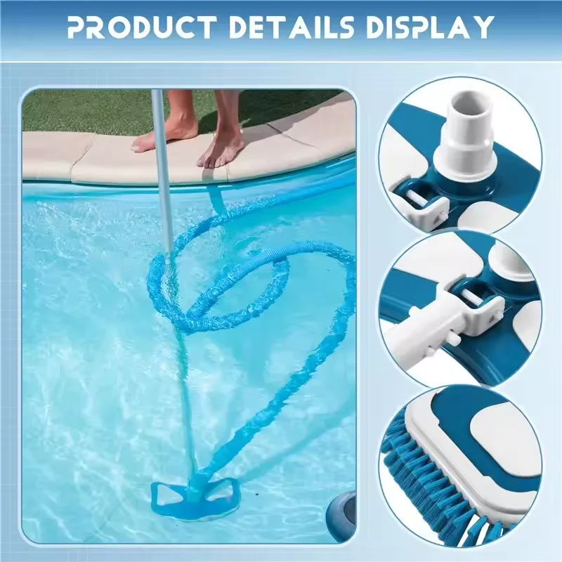Portable & Durable Vacuum Head with Side Brushes for Efficient Pool Cleaning