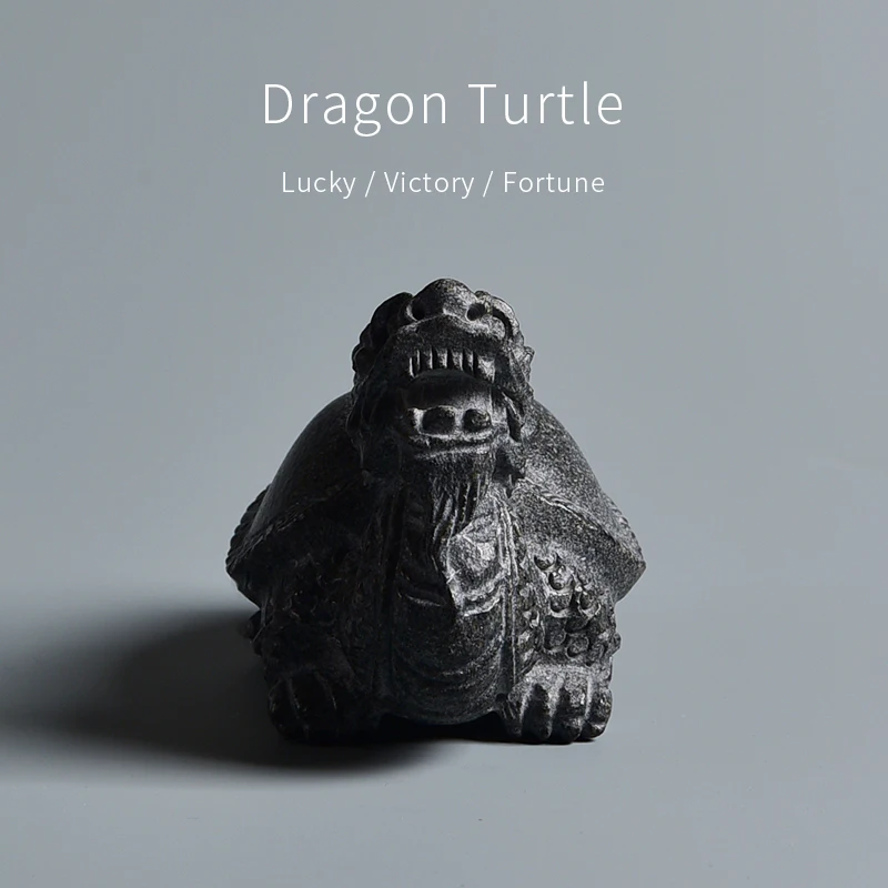 Dragon Turtle Statue Money Wealth Animal Figurine Tea Pet Home Decor Office Ornament TeaWare Natural Stone Fortune Lucky Gift 5