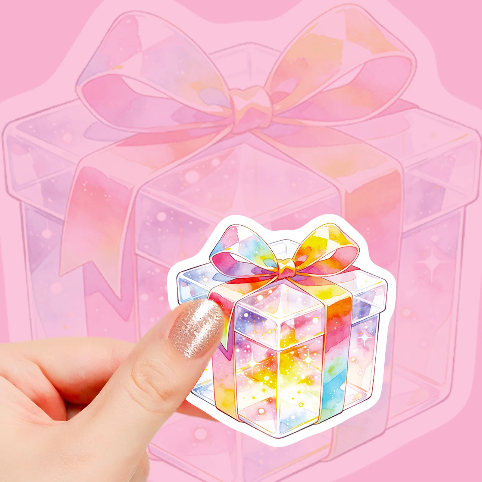 56PCS 수채화 생일 파티 낙서 스티커 풍선 케이크 캔디 요소 학생 문구 노트 생일 선물 스티커