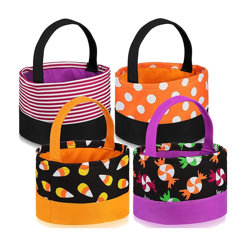 

4 Pack Halloween Trick Or Treat Bag For Kids Halloween Candy Basket Bag Gift Halloween Party Favor Bags Children Buckets