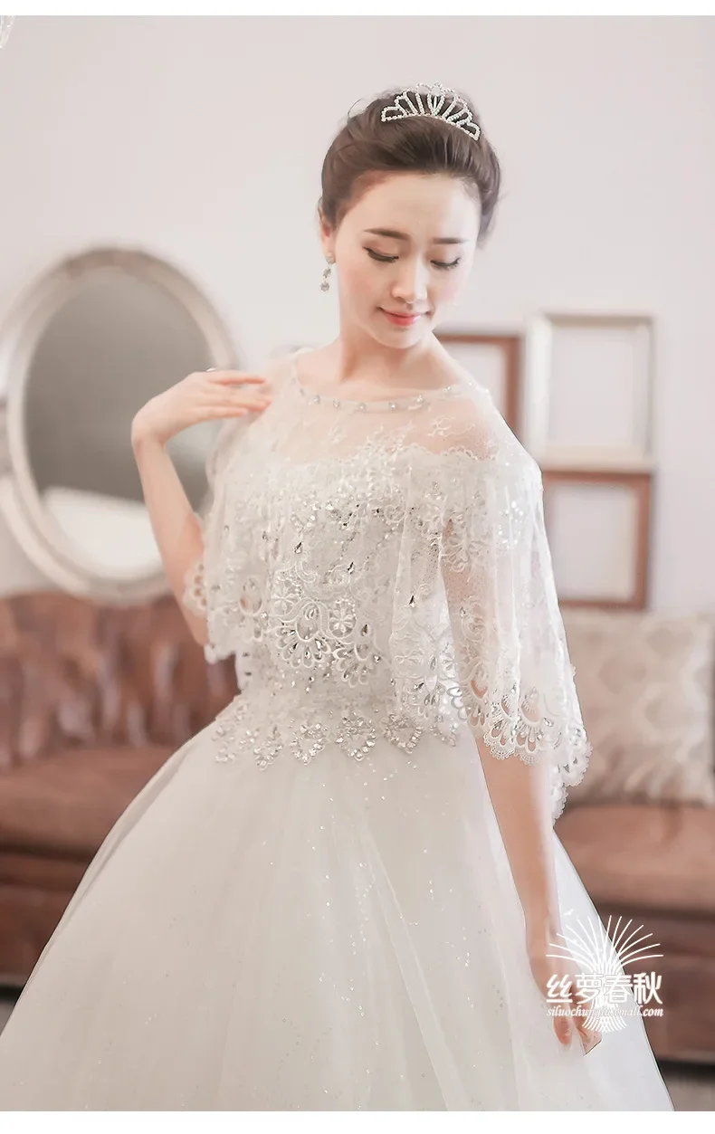 SSYFashion Wedding Shawl White Lace Shawl Luxury Beading Bridal Shawls Wedding Wrap Jacket Accessories