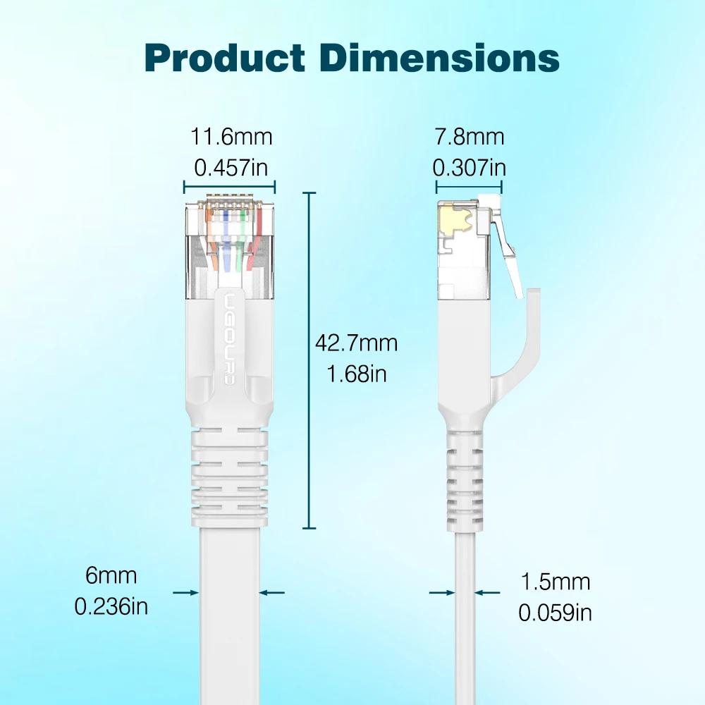 초경량 초슬림 1.5mm 화이트 Cat6 패치 케이블 1Gbps 플랫 Cat 6 1000Mbps RJ45 LAN 네트워크 케이블 0.5m -5m 10m 30m 라우터용