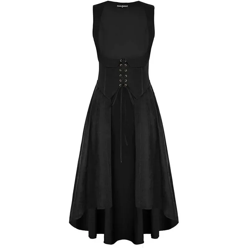 Costume da Donna Rinascimentale, Abito Medievale da Contadina, Vestito Sottoseno da Pirata/Fata con Tasche, Stile Vintage Vichingo Gotico NUOVO - immagine 5