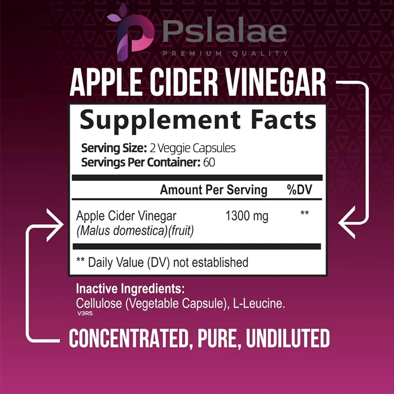 Apple Cider Vinegar Capsules-Detox, Fat Burning, Weight Management, Appetite Suppressant, Bloating Relief