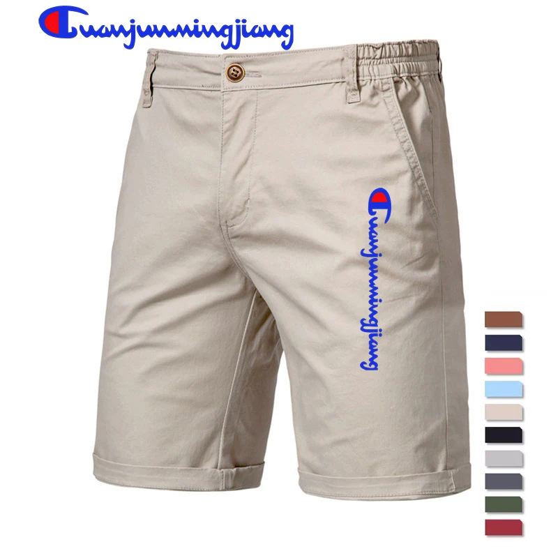 2024 New Summer 100% Cotton Solid Shorts Men High Quality Casual Business Social Elastic Waist Men Shorts 9 Colors Beach Shorts