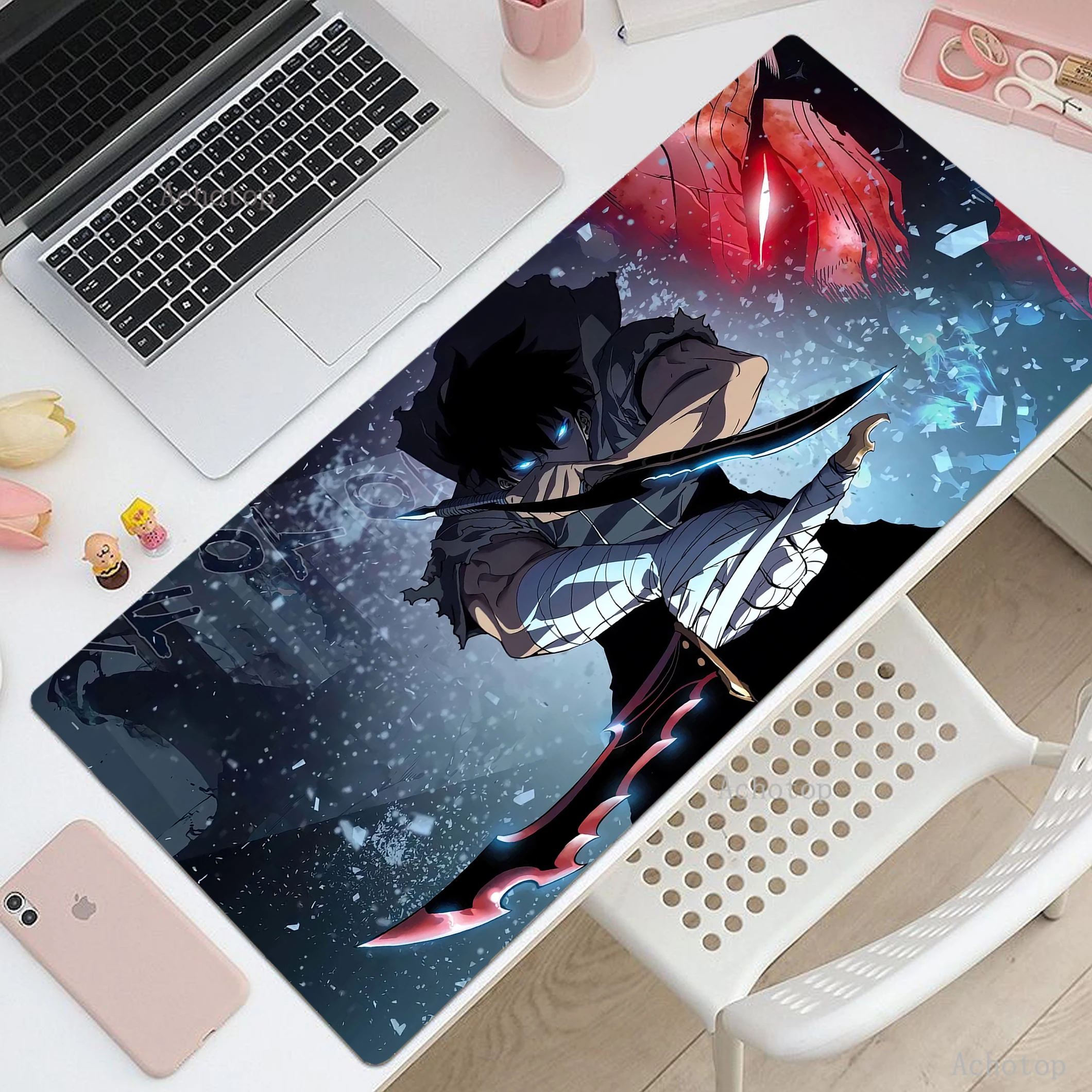 

Computer Mouse Pad Solo Leveling Gaming Mousepad Gamer Table Extended Mouse Mat XXL Desktop Mousemat Locking Edge Deskmat 50x100