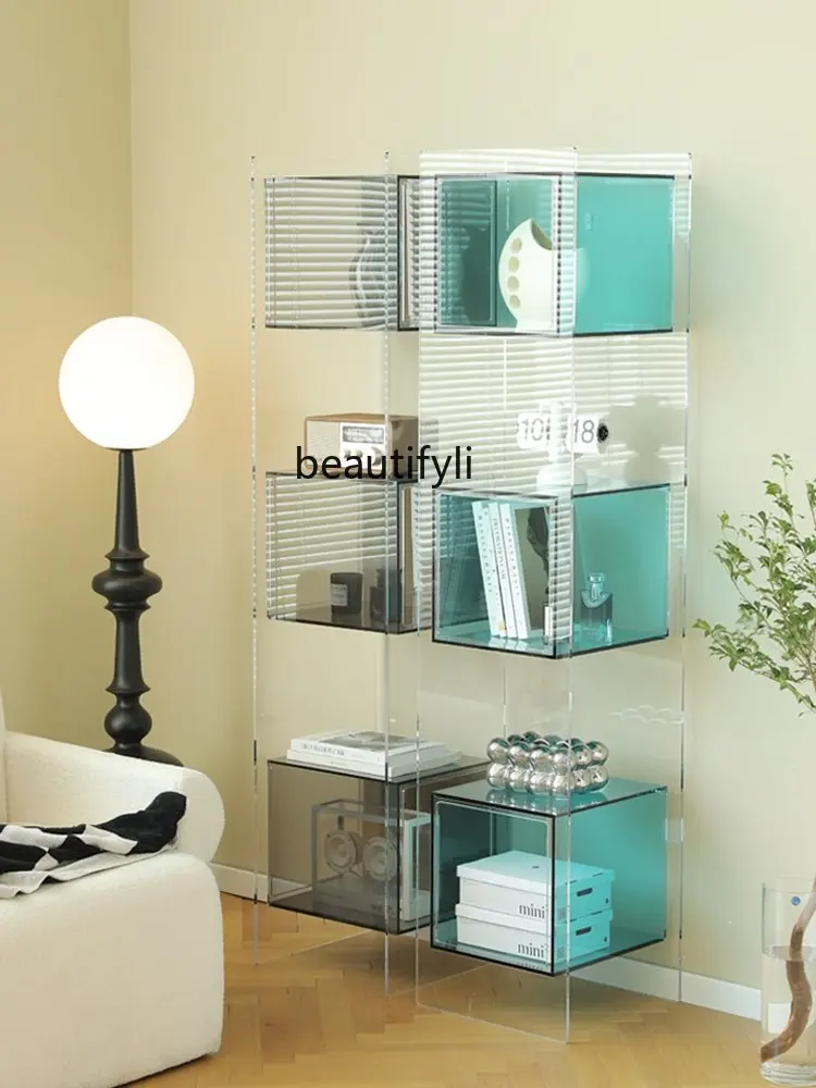 yj Nordic Floating Acrylic Shelf Floor Multi Layer Simple Corner Bookshelf Storage Rack