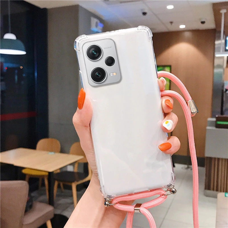 Clear Shockproof Crossbody Lanyard Case - Transparent Soft TPU Silicone Cover