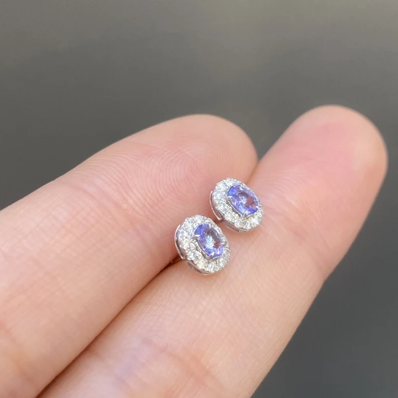 New Lavender Round Zircon Earrings for Women Exquisite 925 Sterling Silver Earrings Engagement Jewelry Party Jewelry