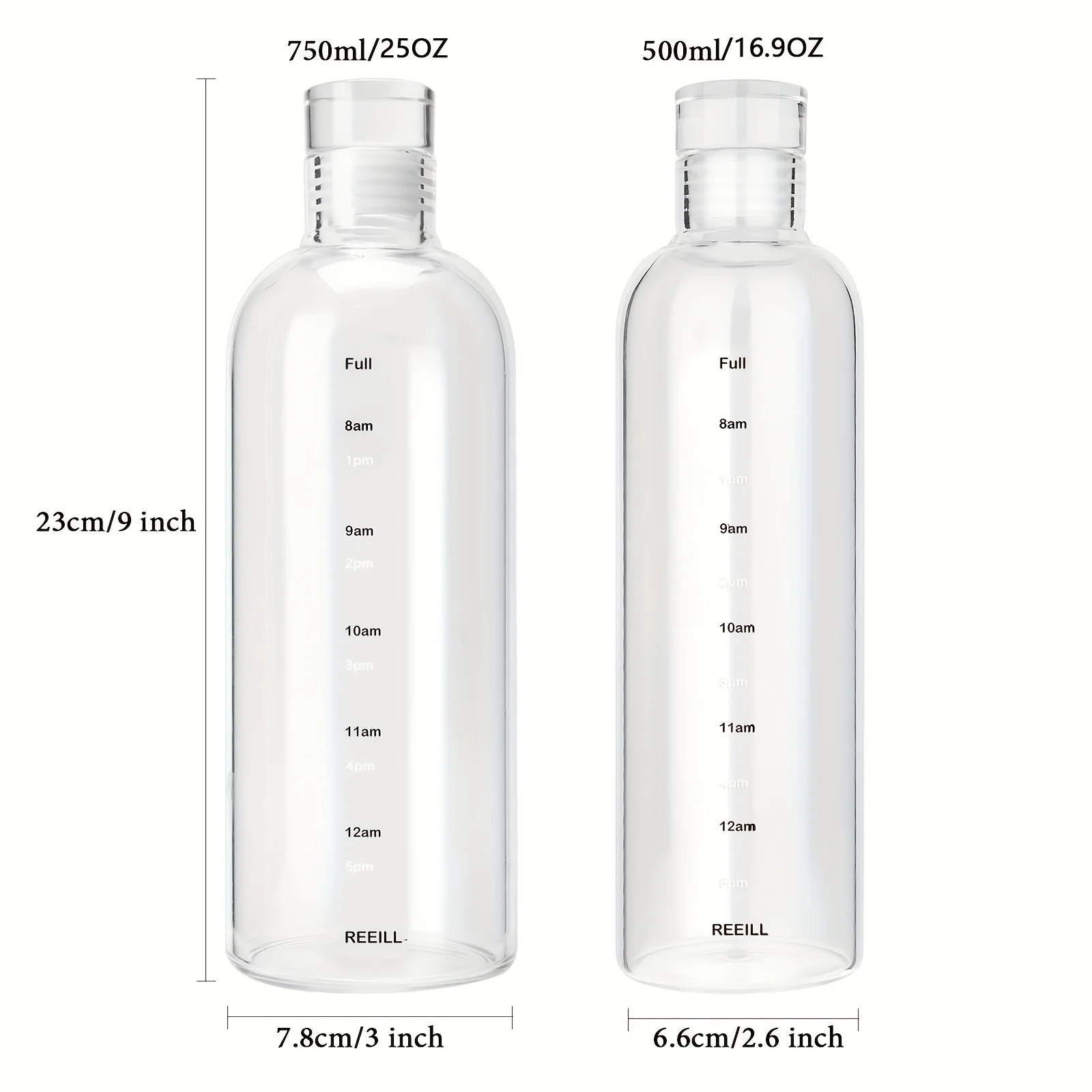 500/750ml 투명 플라스틱 물병 시간 마커 크리 에이 티브 대용량 누출 방지 우유 컵 Drinkware 아이 학교 체육관 스포츠