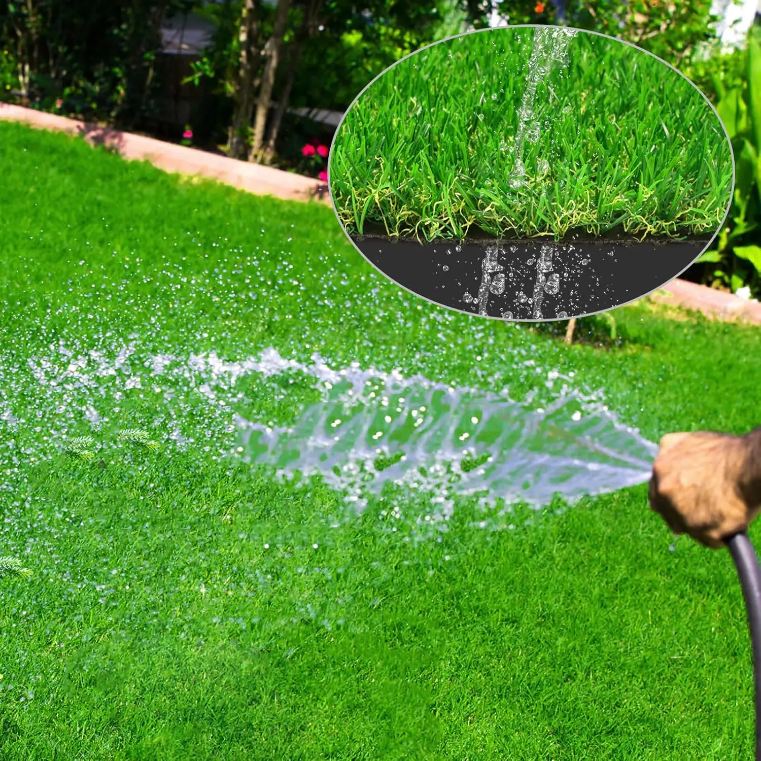 Artificial Grass Turf for Pet Dogs , Fake Grass Lawn with Drain Holes, Indoor Outdoor Synthetic Mat for Garden Gym