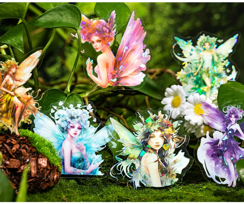 10 Stück Aufkleber-Set mit Blumen-Fee-Motiv, dekorativ, für Scrapbooking, Tagebuch, Album, Schreibwaren, selbstklebend, Diy-Aufkleber – Detail 7