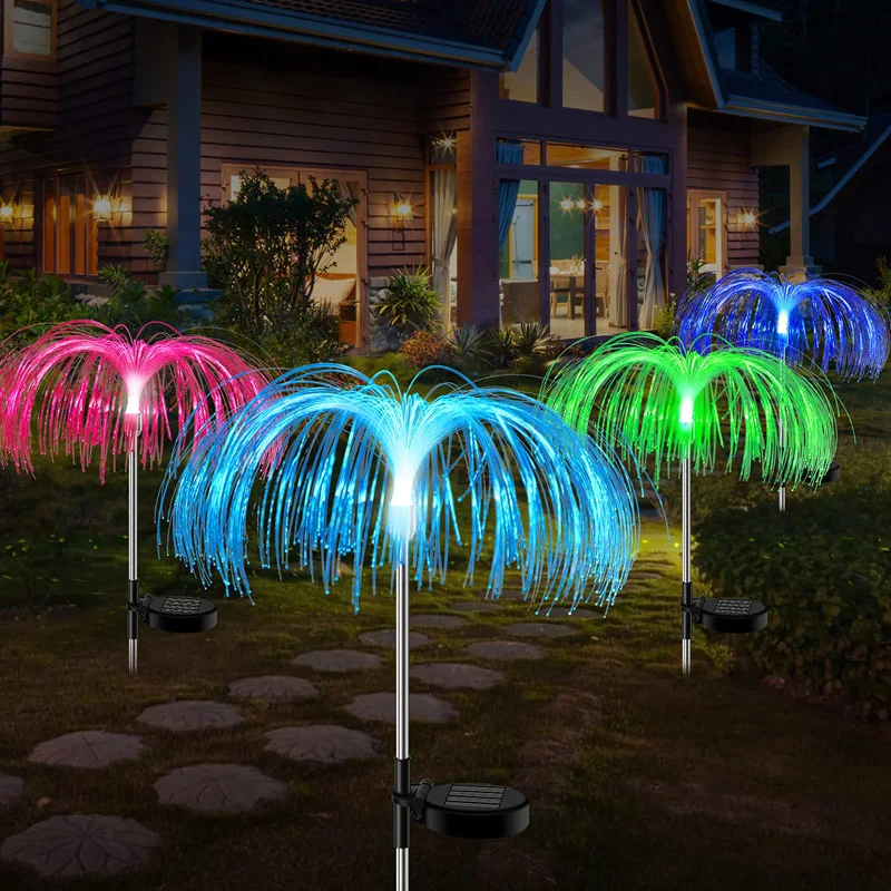 Tanie Lampy ogrodowe na energię słoneczną kabel światłowodowy Jellyfish świecący do sklep