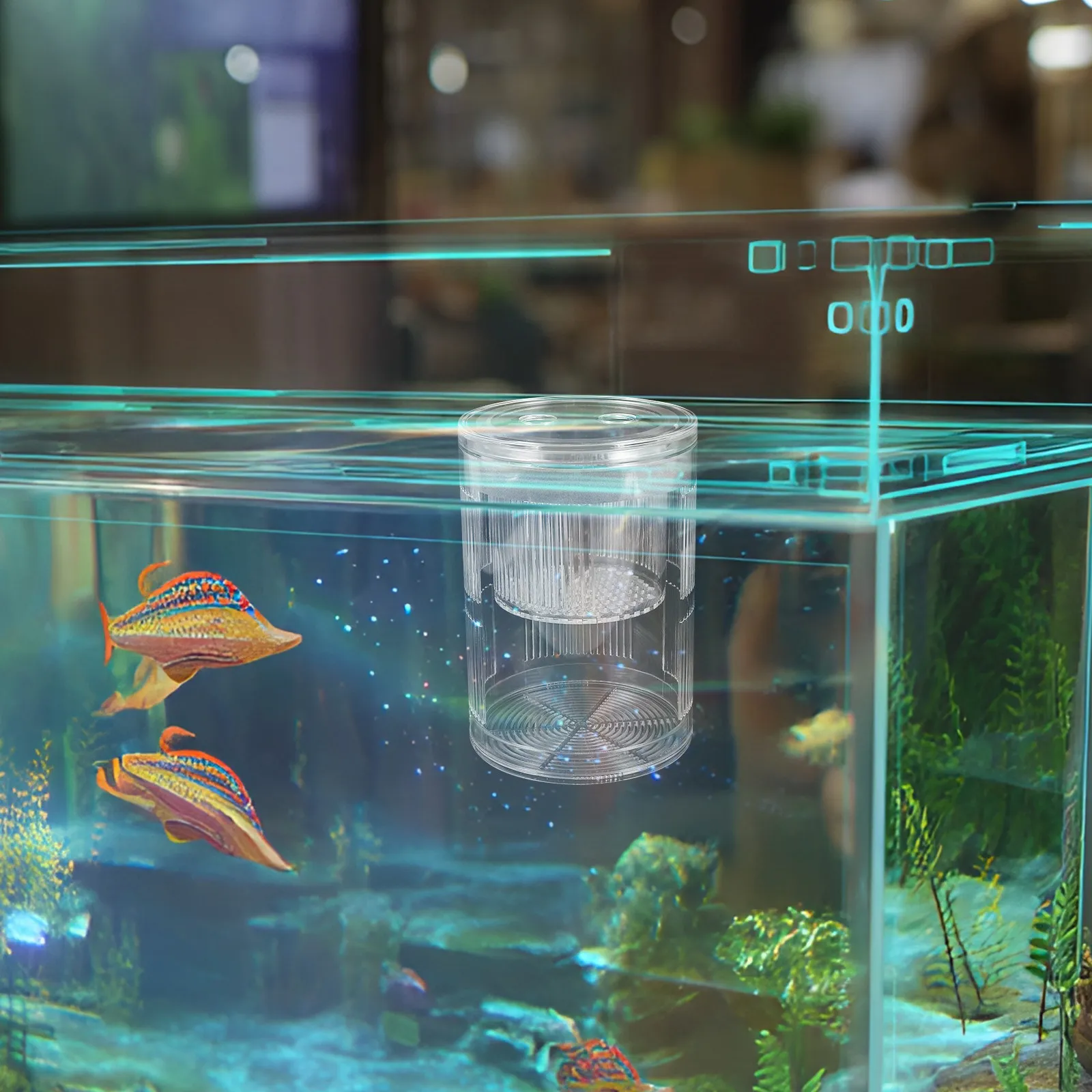 플로팅 분리형 어류 번식 상자 아크릴 수족관 칸막이 (구피, 새우, 베타 물고기 부화장용) - 향상된 수질 제공