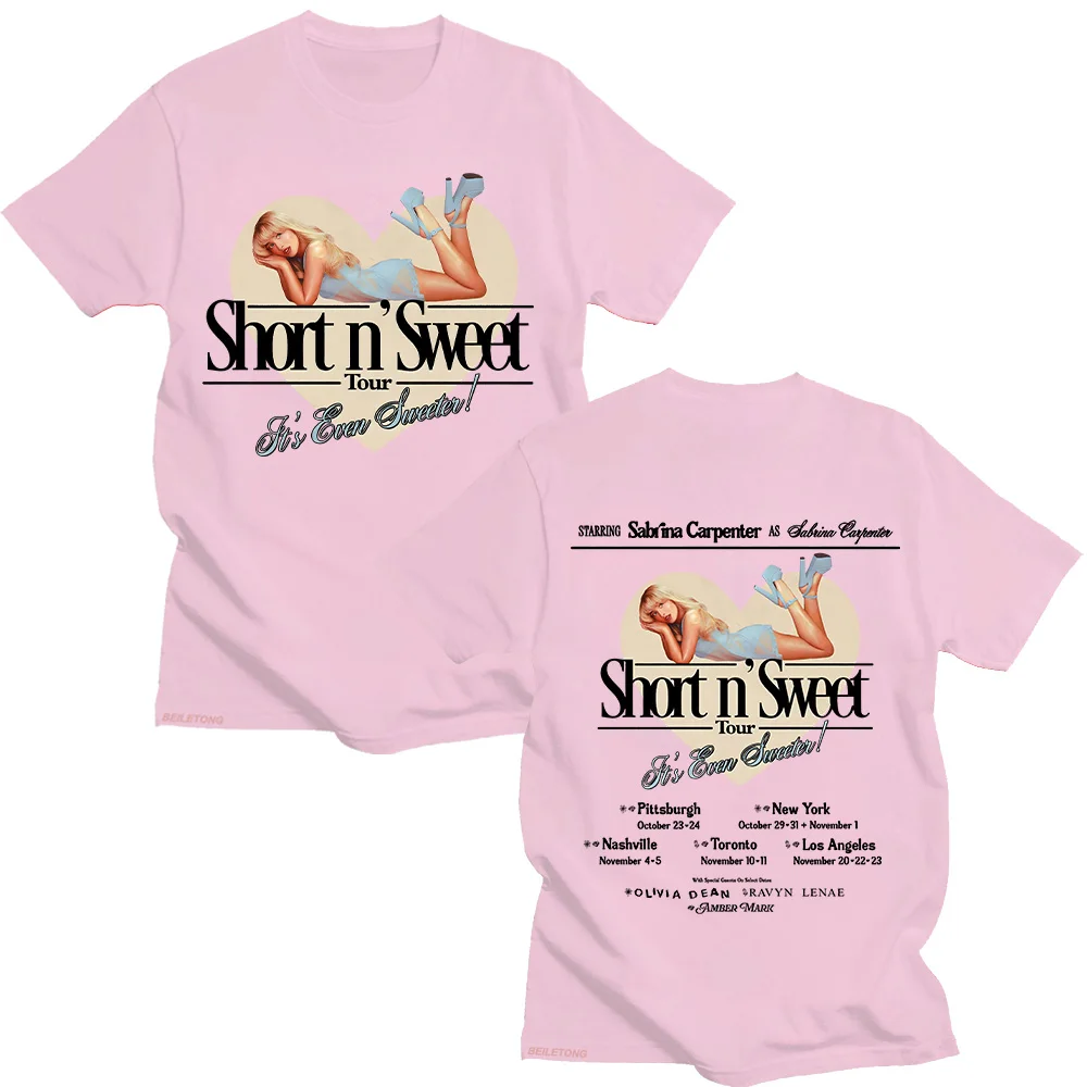 Sabrina Carpenter Shot N' Weet Tour 2025, T-Shirt, bezauberndes süßes Damen-Top, Unisex, modischer Druck, ästhetisches T-Shirt, weiche Baumwoll-T-Shirts