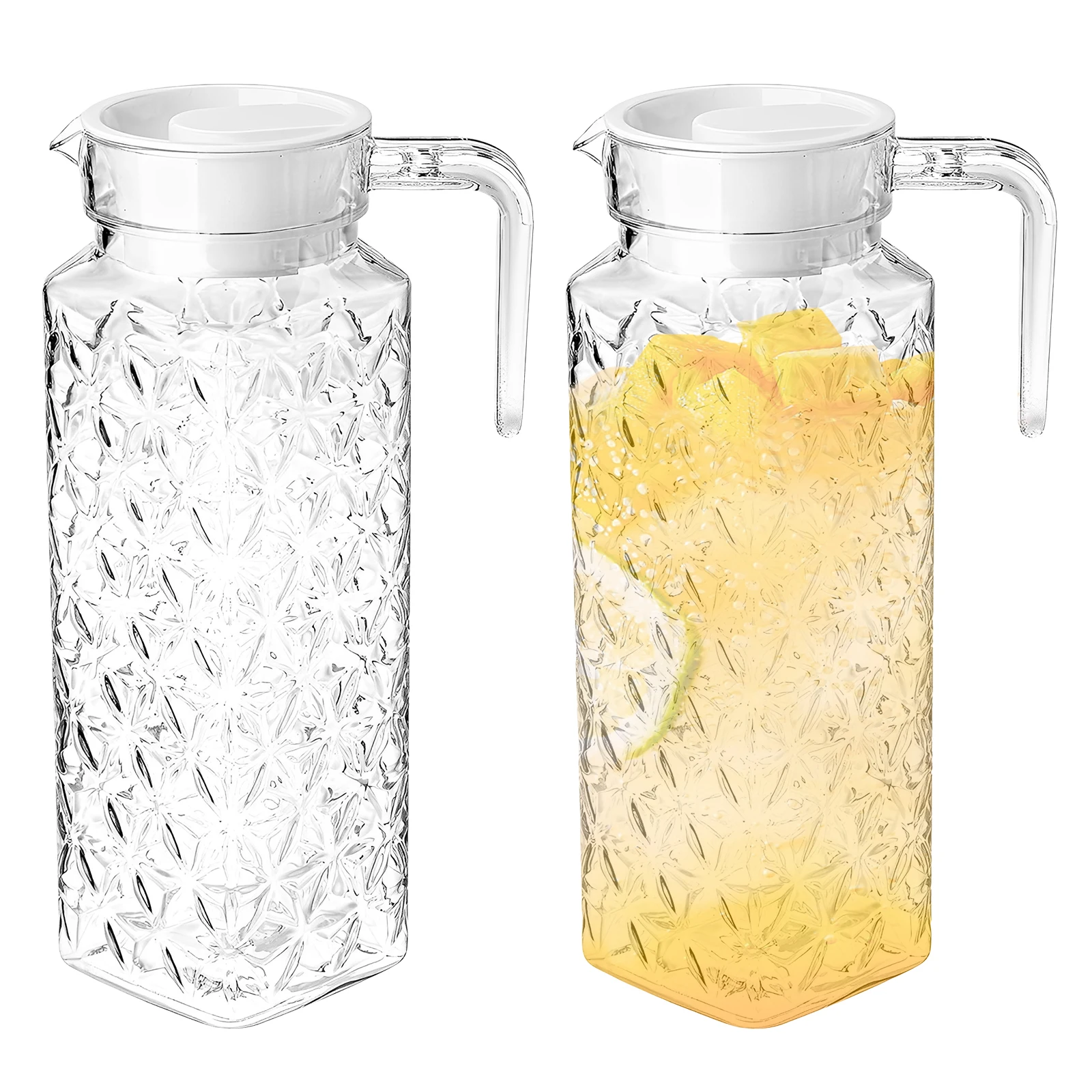 2PCS 1.1L Water Jug Transparent Plastic Cold Water Kettle Water Pot With Handle Office Household Jug For Ice Tea Coffee Milk 1