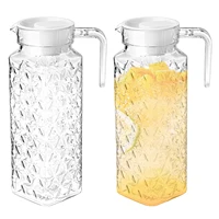 2PCS 1.1L Water Jug Transparent Plastic Cold Water Kettle Water Pot With Handle Office Household Jug For Ice Tea Coffee Milk 1