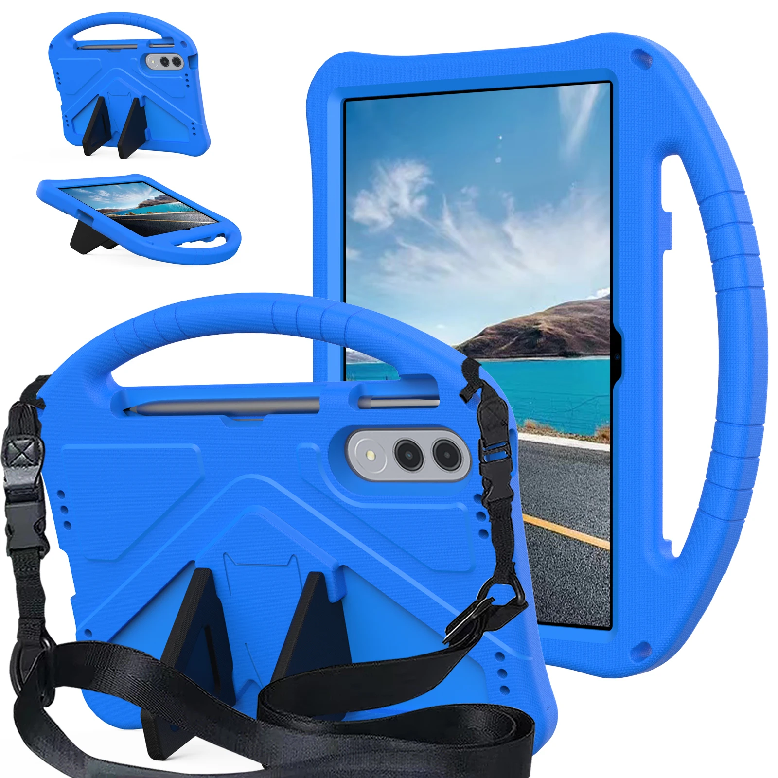 Kids Cartoon EVA Tablet Case with Anti-Slip Grip and Built-in Kickstand