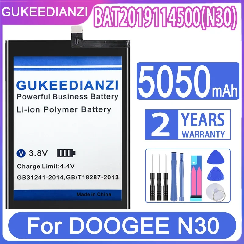 

GUKEEDIANZI For DOOGEE N30 Battery 5050mAh Mobile Phone Replacement Backup Batteria BAT2019114500 Batterie For DOOGEE N 30