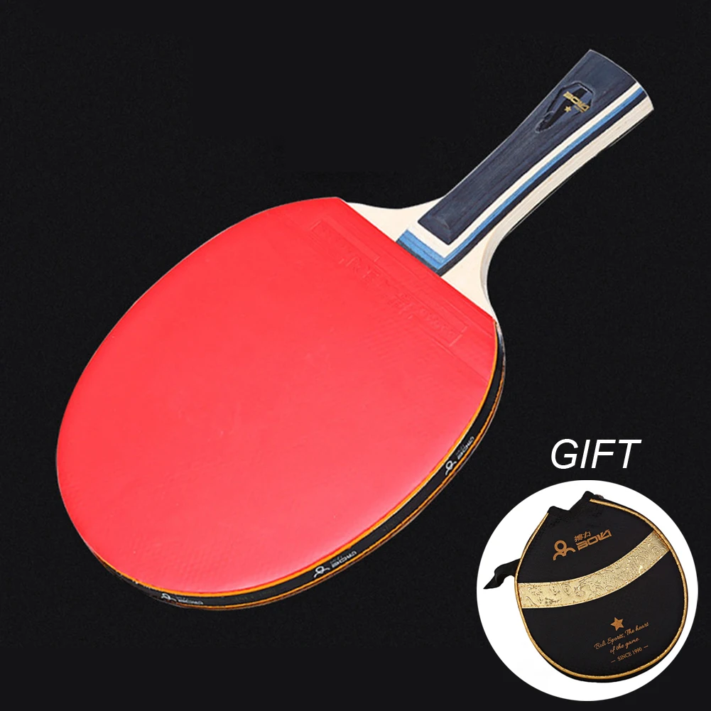 1 Set Table Tennis Racket Strong Rotation Table Tennis Bag 7 Layers Plywood Racket Paddle Long Handle table tennis racket