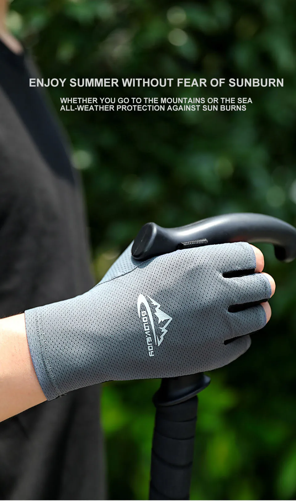 Description Picture 5 of item1Pair Cycling Gloves Ice Silk Sun Protection Breathable Half Finger Running Fishing Gloves Ridding Gloves Anti Slip Men Women