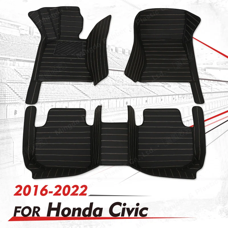 

Custom Car Floor Mats For Honda Civic 2016 2017 2018 2019 2020 2021 2022 Foot Pads Automobile Carpet Cover interior accessories