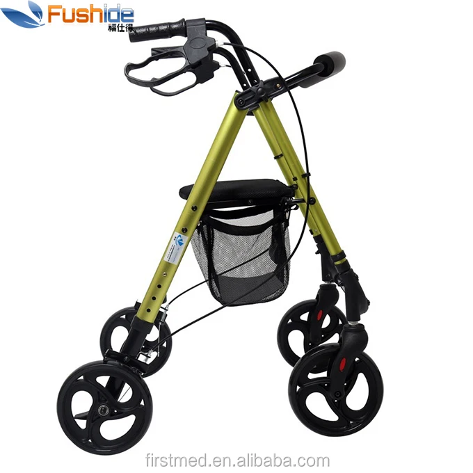 Lightweight Adjustable Aluminum Rollator Walker with Seat for Elderly