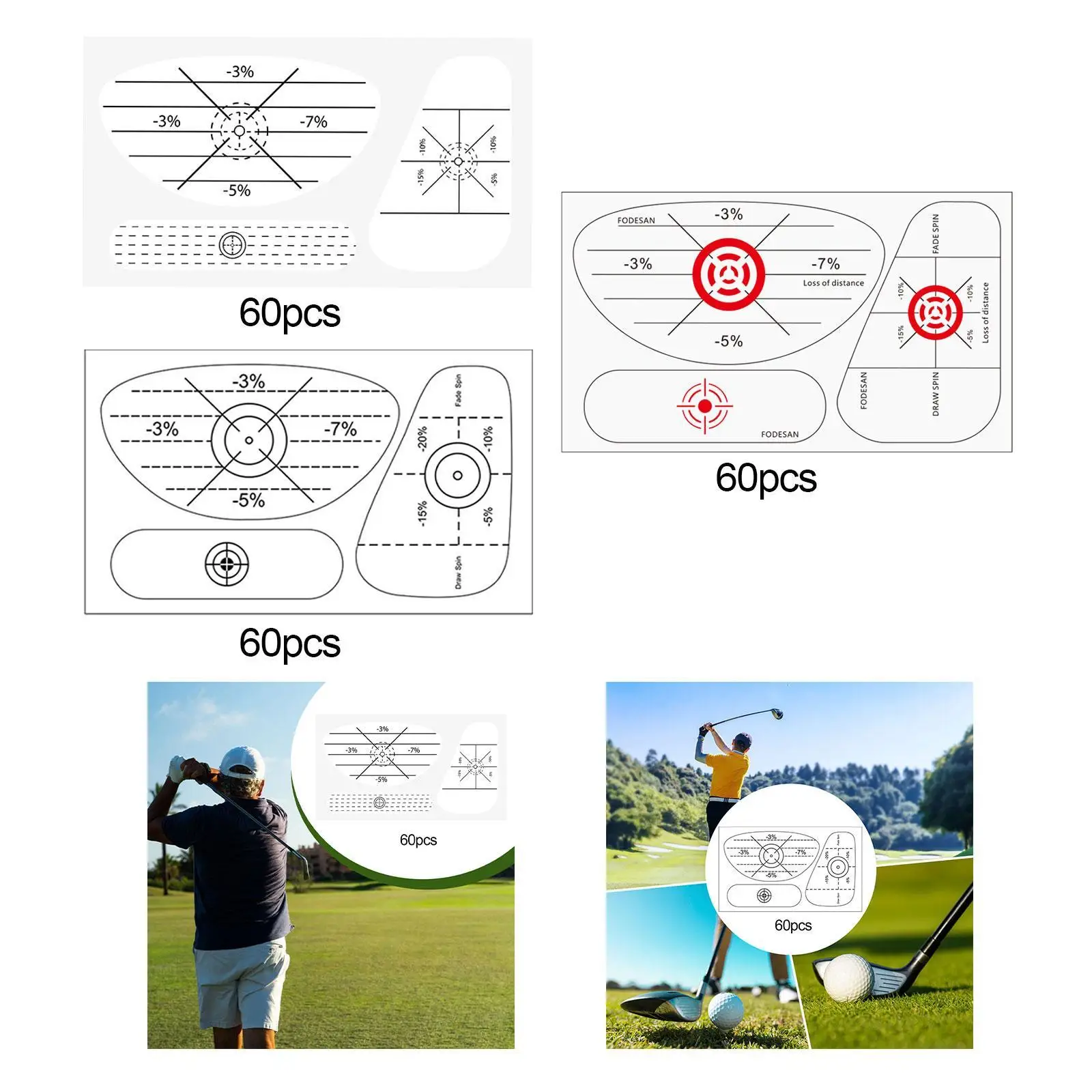 Golf Club Sticker Carbonless Tape Labels Golf Swing Analyzer Training Aid for Improving Accuracy and Consistency