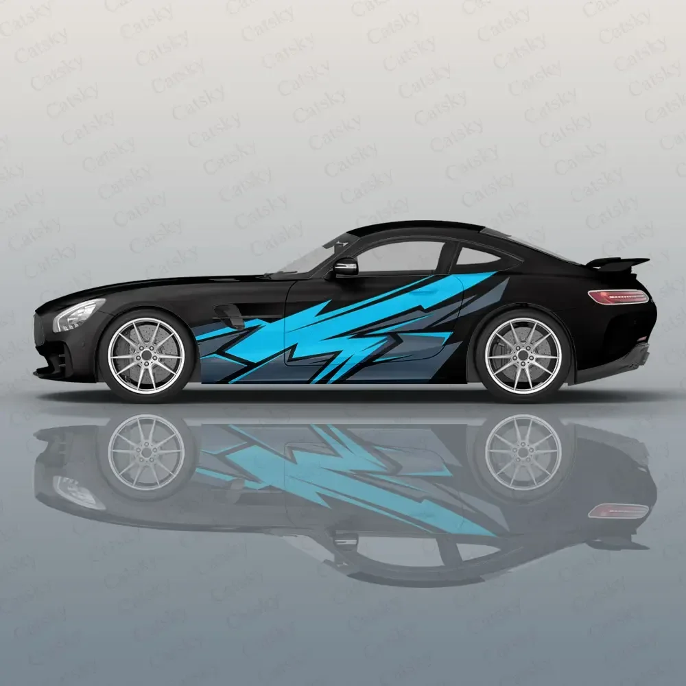 

Bluel Lightning Racing Car Graphic Decal Full Body Vinyl Wrap Modern Design Vector Image Wrap Sticker Decorative Car Decal