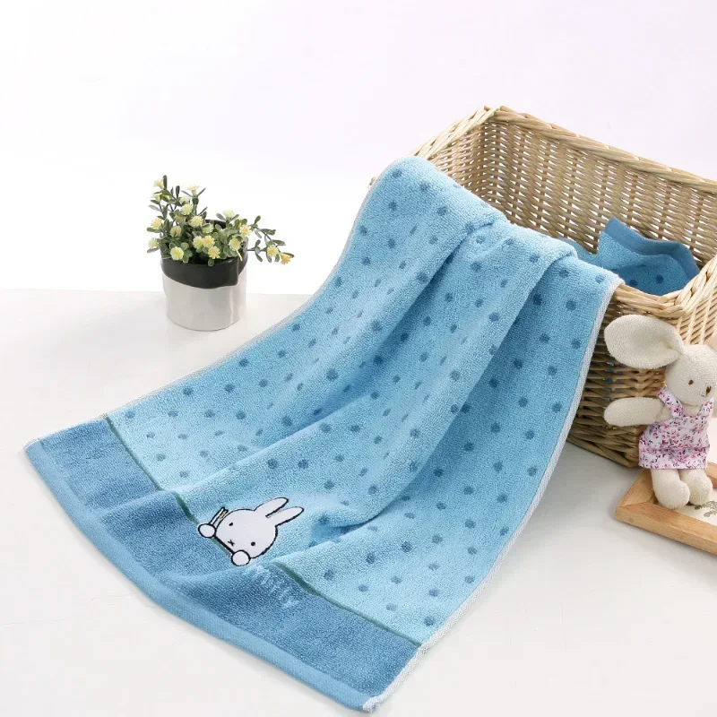 Miffy Kawaii 100% Cotton Material Towel Washcloth Lovely Cartoon Thickening Face Soft Embroidered Patterns Customs Supplies