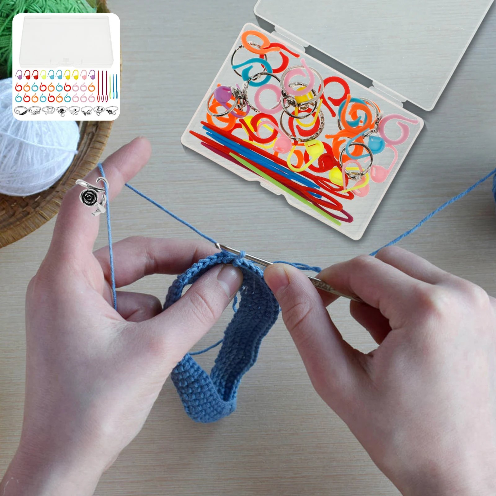 Crochet Tension Rings Zinc Alloy Needles Markers Comfortable to Wear Sewing Needles Adjustable Open Crochet Rings for DIY