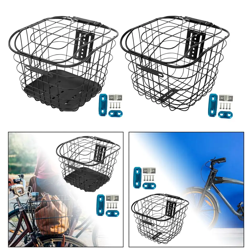 Panier Vélo Pliable Avant/arrière - Métal Noir - Universel - Livraison Rapide (neuf)
