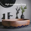 Ceramic Table Sink Bathroom Balcony Lavatory Vanity Sink Above Counter Wash Basin Countertop Vessel Sink Brown Art Basin Bowl 3