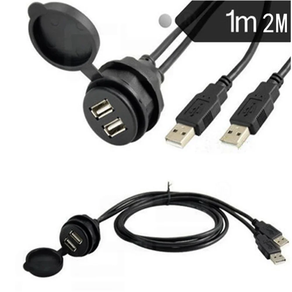 

1M 2M 2-port dual USB 2.0 male female AUX embedded in car expansion cable for truck, ship, motorcycle dashboard