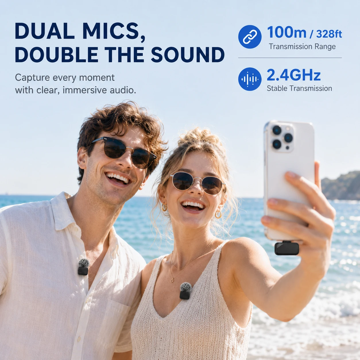 Microfono Wireless Clip-On Mini, Riduzione Intelligente del Rumore, Lunga Durata della Batteria, Perfetto per Streaming Live, Podcast e Vlog. - immagine 6