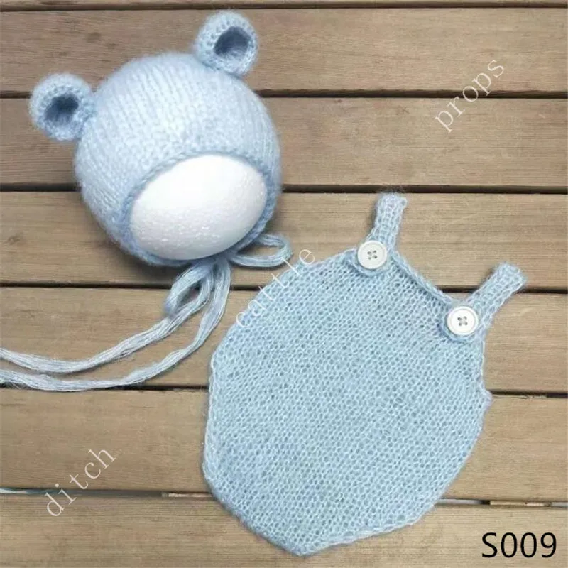 Handmade Mohair Teddy Bear Hat + Shorts Newborn Photography Props Pants Bonnet Studio Clothing baby hat baby photography props
