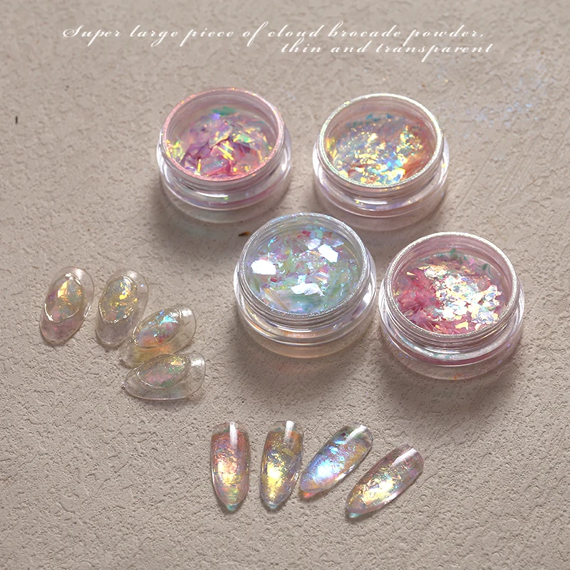 HNDO-Irregular Opal Flocos Prego Pó para Unhas, Aurora Crystal, Professional Pó DIY, Manicure Decoração, WH Série, 8 cores