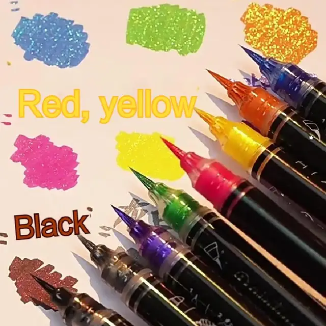 8 Colors Metallic Brush Pens Artist Glitter Highlighters Gold Silver Soft Dual Bling Shiny Student Calligraphy Painting Markers 1