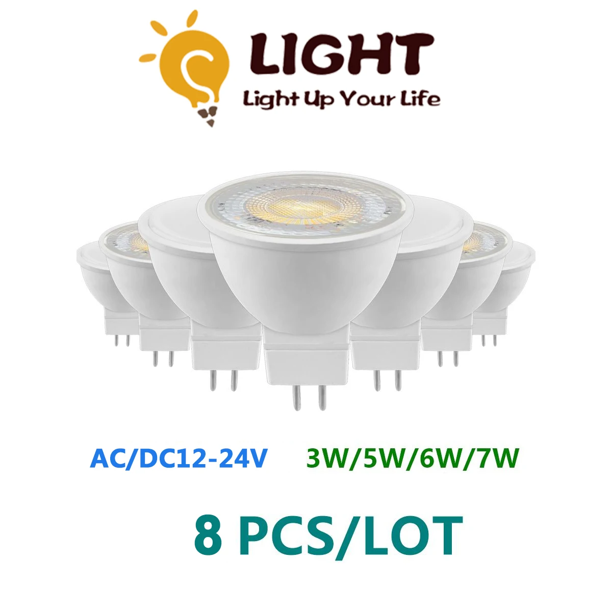 8PCS AC/DC12V-24V Spot Foco MR16 3W-7W Warm White Day Light LED Light Lamp For Home Decoration Replace 50W Halogen Spotlight