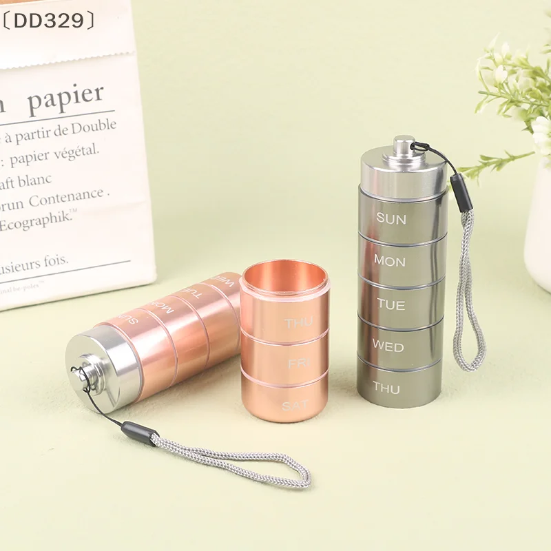 〔DD329〕Sealed Waterproof 7 Days Split Aluminum Alloy Metal Pill Box Weekly Medicine Case Splitter Tablet Organizer Container