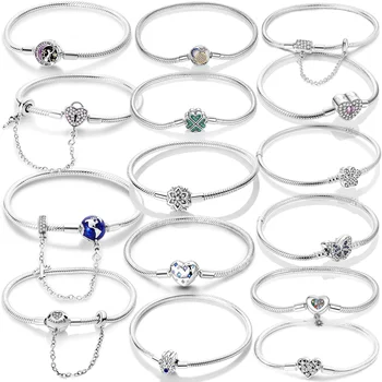 Original Heart Shell Butterfly Footprint Bracelet 925 Sterling Silver Fit Brand Me Charm Beads Fashion Women Bracelet Jewelry