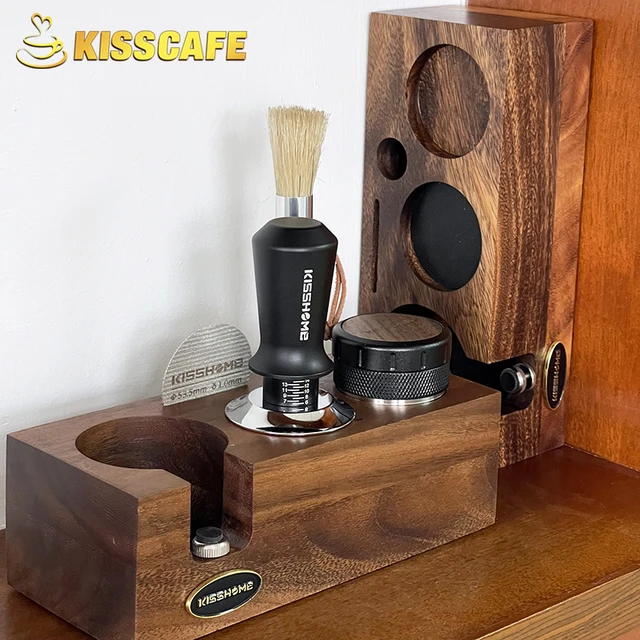 Coffee Tamping Station Portafilter Holder Walnut Wooden Base 51MM 54MM 58MM For Delonghi Breville Espresso Accessories Barista 2