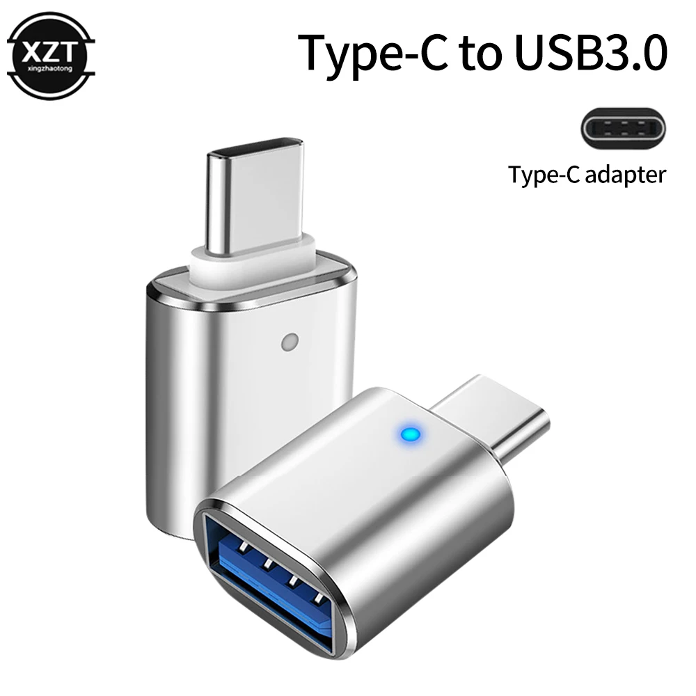 

NEW OTG Adapter Type C to USB3.0 Connector Male to Female Converter with Indicator Light for Macbook Samsung Huawei Data Cable